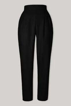 Structured Conic Wool Pants in Black