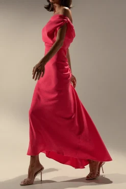 Sylvie Midi Dress In Fuchsia