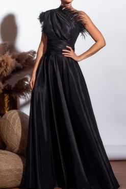 Taffeta Long Skirt In Black