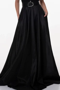 Taffeta Long Skirt In Black