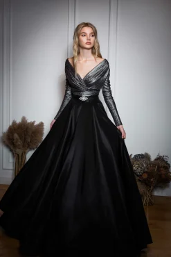 Taffeta Long Skirt In Black