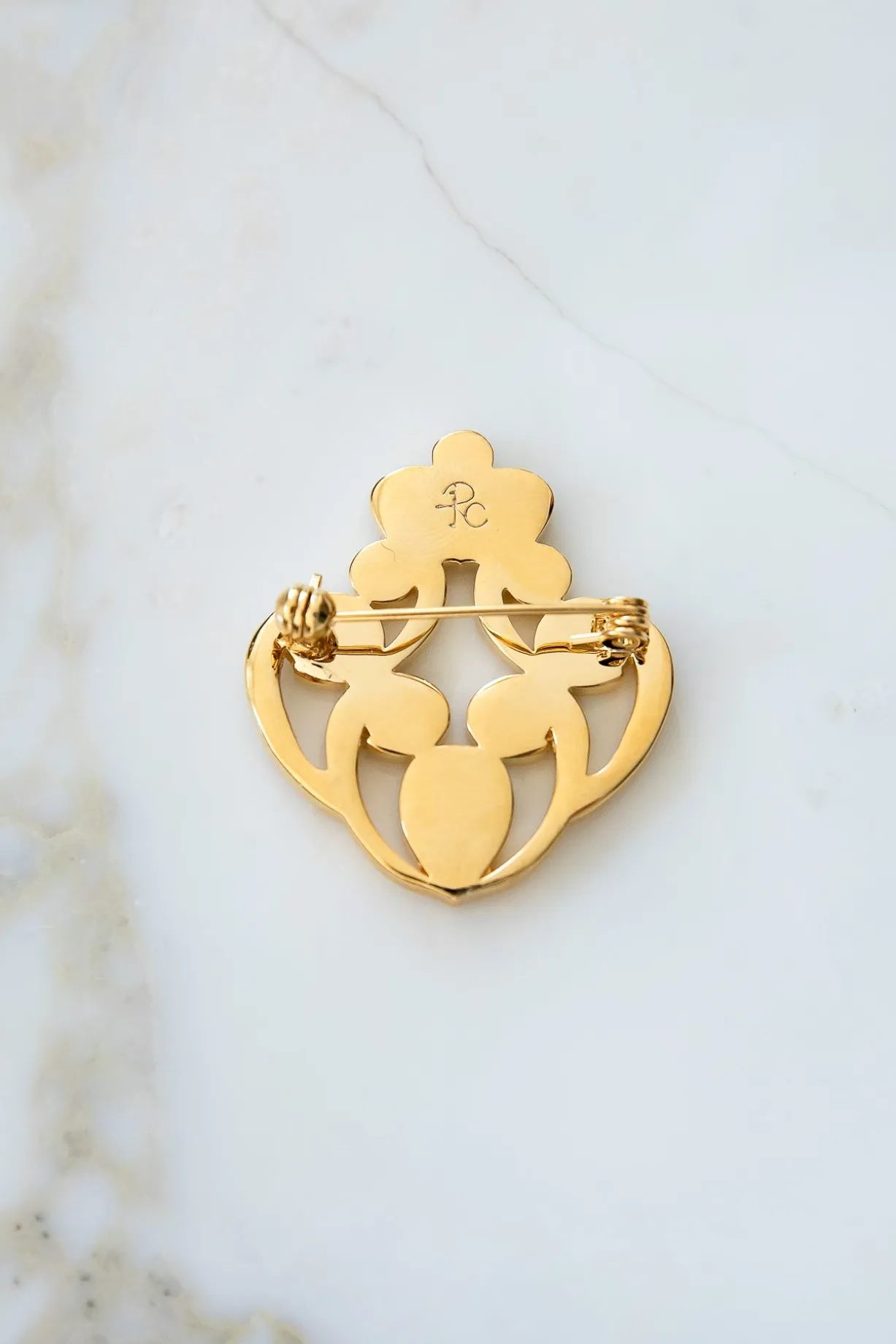 The Crown Brooch - Gold With Emerald Crystals