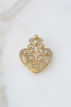 The Crown Brooch - Gold With Pearls