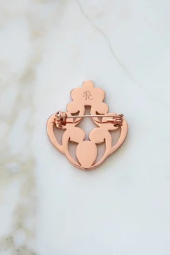 The Crown Brooch - Rose - Gold With White Crystals