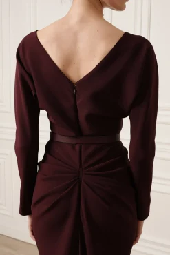 Thea Midi Dress In Burgundy